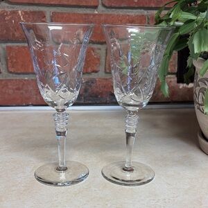 Vintage Libbey Rock Sharpe Crystal Water Glasses Pattern: Fernwood 1930' to 1950